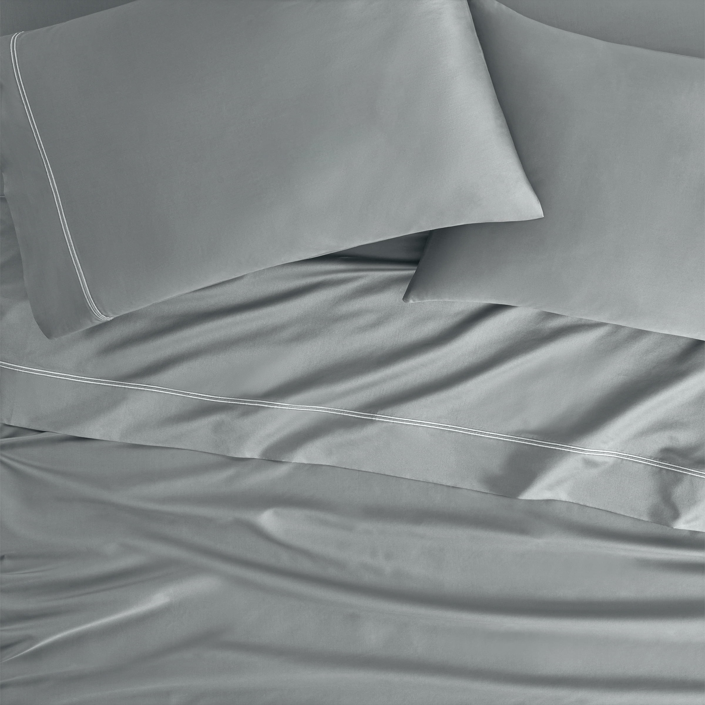 Wamsutta 1846 650 Thread Count Gray Flannel Egyptian Giza Cotton Sateen Pillow Cases, Queen (2 Count)