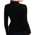 thumbnail image 4 of Womens Coats Zipper Denim Jacket Round Neck Long Sleeves Solid Color Lace Hem Denim Jacket,Denim Jacket for Women Black M, 4 of 4