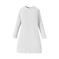 thumbnail image 4 of Fengqque Girl's Autumn and Winter Long Sleeved Round Neck Slim Fit Base Layer Knit Dress 8-12 Years Old White 11 Years, 4 of 8
