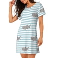 thumbnail image 2 of Rocae Party Shark Cute for Nightgowns for Women Sleep Shirts Short Sleeve Nightshirt Pullover Nightdress, 2 of 6