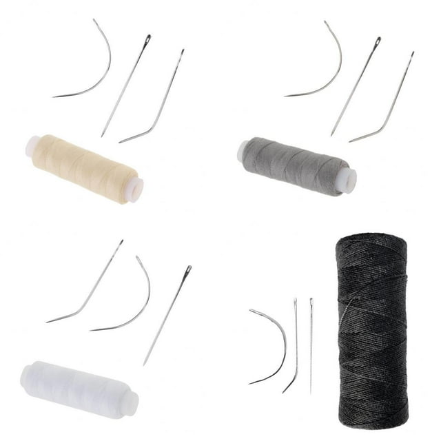 4 piezas Agujas de coser Macarena Hilo de coser del cabello para extensiones de clip