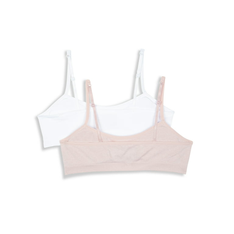 Hanes Girls' 2pk Seamless Bra - Pink/White XL