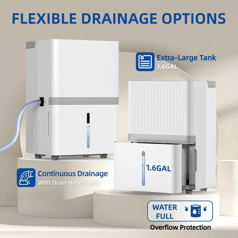 30 pt. 1,500 sq. ft. Commercial Dehumidifier in White, with Negative Ion, Sleep Mode
