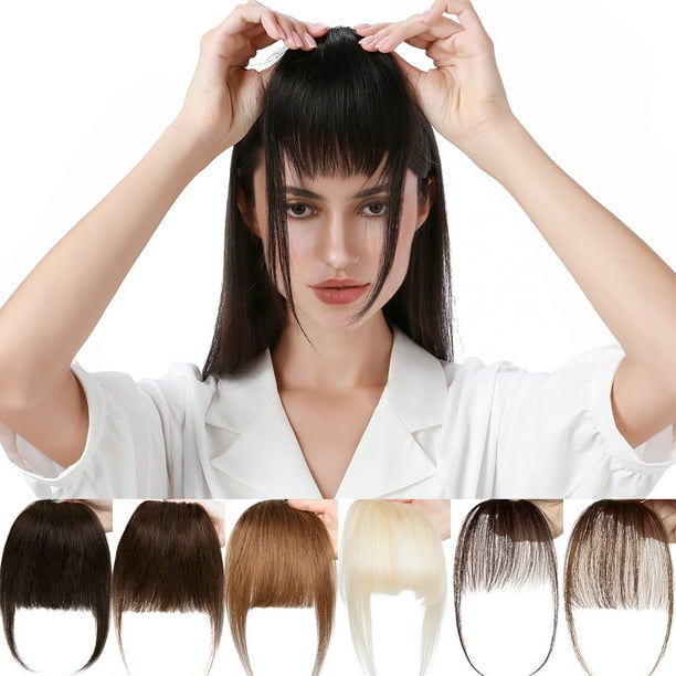 Spelen met materiaal Kwelling SEGO Hair Bangs Clip in Hair Extension 100% Human Hair Reddish Brown Clip  on Hair Fringe with Natural Flat Neat Bangs for Women Hairpiece -  Walmart.com