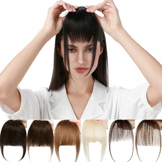 Arbeid Wig een keer SEGO Hair Bangs Clip in Hair Extension 100% Human Hair Reddish Brown Clip  on Hair Fringe with Natural Flat Neat Bangs for Women Hairpiece -  Walmart.com