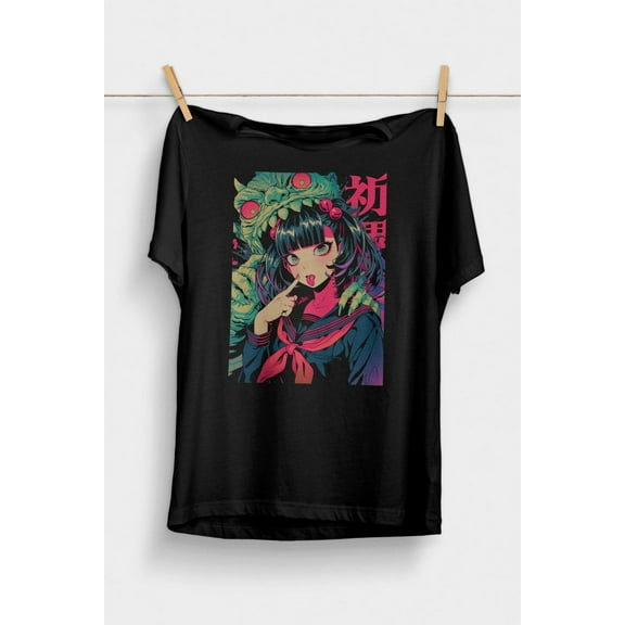 Retro Horror Anime Monster Girl T-Shirt | Pastel Goth | Anime Aesthetic | Alt Anime Clothes | Japanese Harajuku Fashion