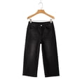 thumbnail image 5 of Women's High Waisted Jeans Pants Summer Casual Elastic Waist Stretchy Capri Pants with Pockets by Yigetop Black L, 5 of 7