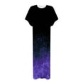 thumbnail image 5 of SMihono Robe Maxi Bohème d'Été pour Femmes Grande Taille Robe Maxi pour Femmes Plage Vacances Décontractée Ample Longue Robe Manches Courtes Robes d'Été avec Fente Robe Évasée de Plage, 5 of 5