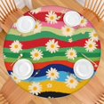 thumbnail image 2 of Pioneer Flower Floral Print Pattern Round Fitted Tablecloth with Elastic Edge,Dining Table Cover Waterproof,Outdoor Round Tablecloth for Camping,Dining,Indoor and Outdoor, 2 of 7