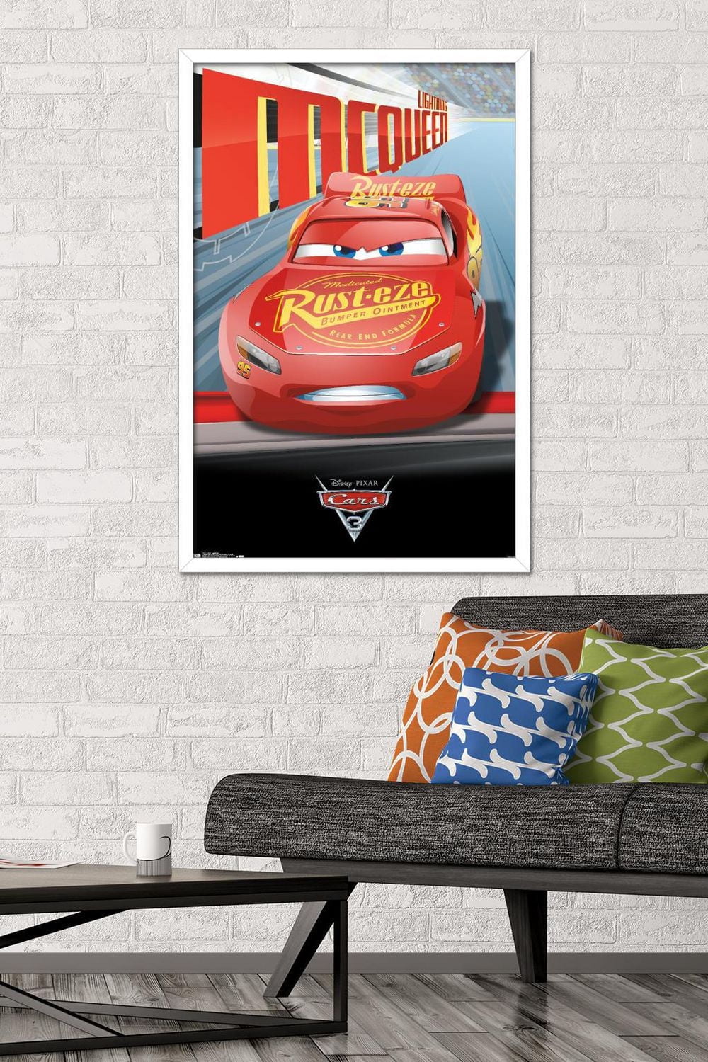 Disney Pixar Cars 3 - Lightning Wall Poster, 22.375" x 34" Framed