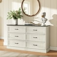 thumbnail image 2 of YouTrend 6 Drawer Dresser,Farmhouse Chest of Drawers for Bedroom with Metal Handles,Large Wood Drawer Organizer 55" Wide TV Stand for Living Room,Hallway,White, 2 of 8