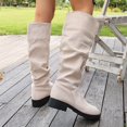 thumbnail image 4 of FRSASU Women's Fashion Casual Winter Style Round-Toe Thick-Heeled Low-Heeled Mid-Calf Boots White, 4 of 9