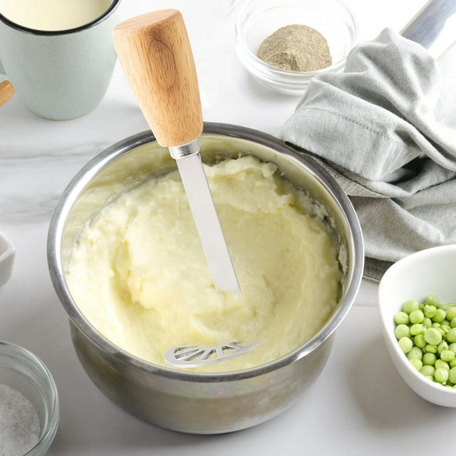 Aparatos de cocina, Accesorios de cocina, Utensilios de cocina, Herramientas de cocina, Machacador de papas de acero inoxidable con mango de madera, Machacador de papas manual japonés, Prensa de barro