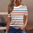 thumbnail image 2 of Women's Summer Tops 2025 Crew Neck Short Sleeve Loose Fit Casual Blouses Trendy Printed Tees Dressy for Seniors, 2 of 4