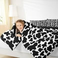 thumbnail image 4 of Manfei Cartoon Cow Print Queen Comforter Set,Cattle Pattern Bedding Sets,White Black Bedding Comforter Set For Kids,Ultra Soft Home Decor Reversible,3pcs, 4 of 8