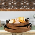 thumbnail image 2 of Northlight Acacia Wood Trays with Metal Handles - Set of 3 - 21.75", 2 of 9