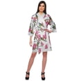 thumbnail image 2 of Moomaya Cotton Printed Robe For Women Kimono Getting Ready Bridesmaid Lace Robes, 2 of 6