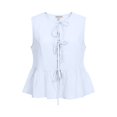 thumbnail image 6 of Tank Tops Women Flowy Tie Front Loose Blouse Breezy Top Womens Camisole Blue L, 6 of 6