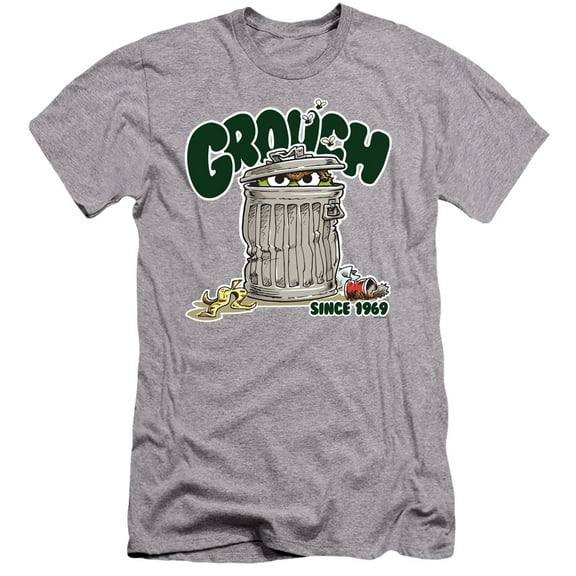 Sesame Street Grouch Premium S/S Adult 30/1 T-Shirt Athletic Heather