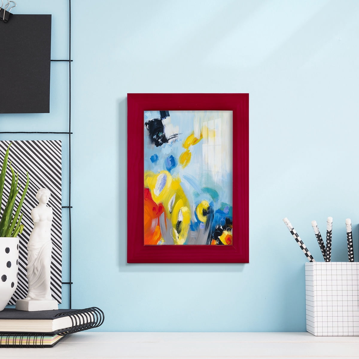 In the Loop III -Framed Print w/glass-Cherry Red