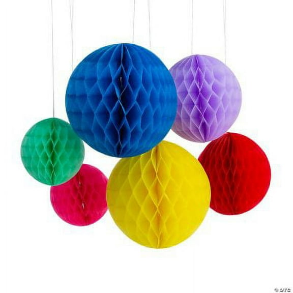 6" - 10" Hanging Honeycomb Paper Ball Decoration Assortment, Party, Party Decor, 6 Pcs