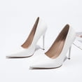 thumbnail image 6 of XUNKUSGA Women's Pumps Classic Soild Color Pointed Toe Stiletto High Heel 4.7inch Dress Shoes Fashion Pu Closed Toe Slip On Womens Shoes for Wedding Party Office,White, 6 of 9