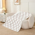 thumbnail image 2 of Erosebridal Light Pink Checkered Sherpa Blanket Twin 60"X80" White Cream Checkerboard Fleece Bed Blanket,Buffalo Plaid Grid Throw Blanket Teen, 2 of 6