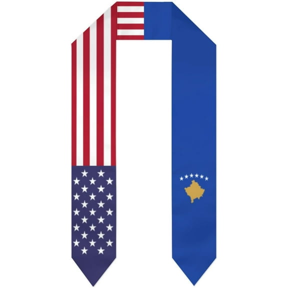 Kosovo Mix USA United States Flag Graduation Stole For International Student Stole Pride Cheers Shawls