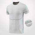 thumbnail image 4 of Large Men Tshirt Clearance, Men's Summer Solid Color Breathable Mesh Elastic Slim Comfortable Sport Casual Short Sleeved Round Neck Shirts, 4 of 5