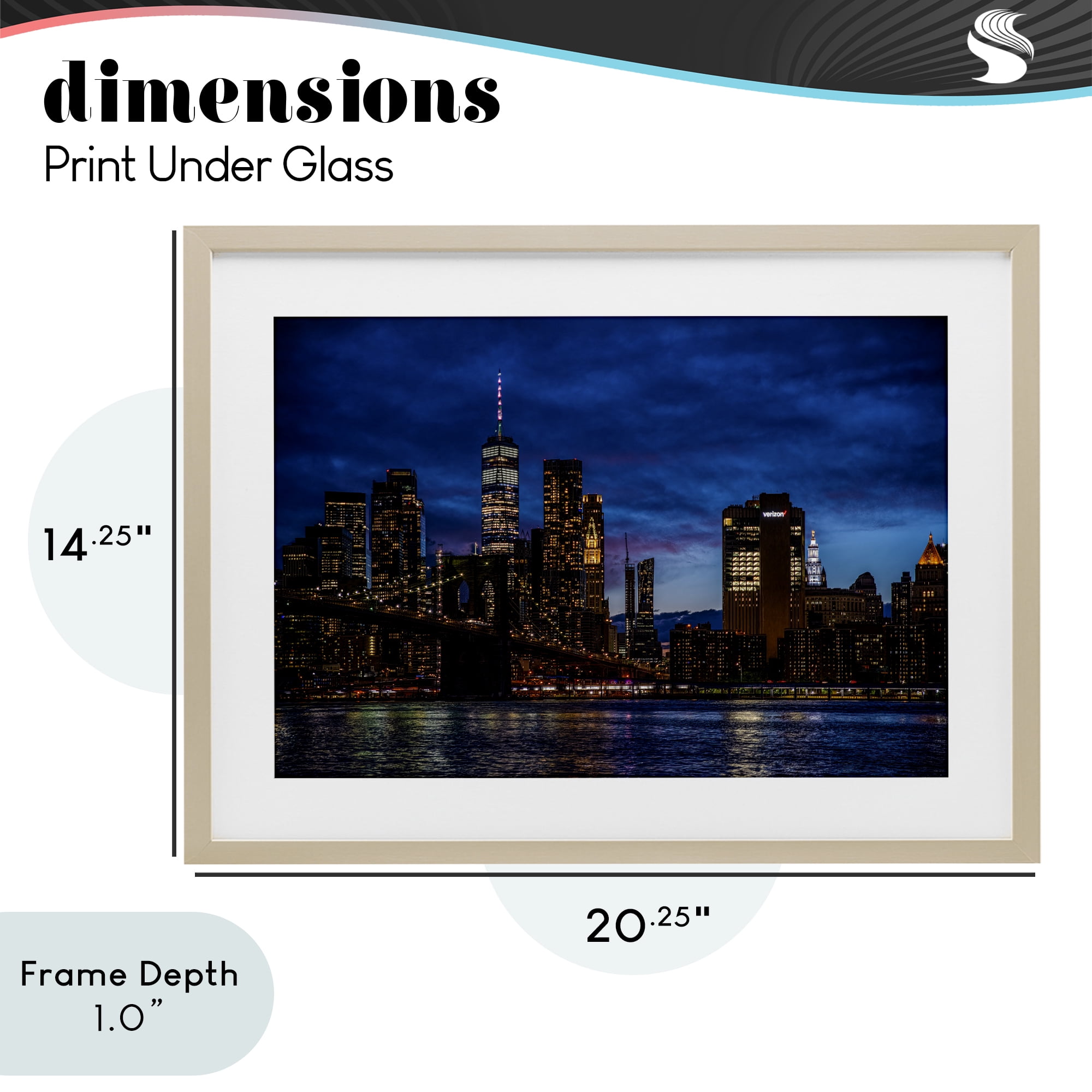 Stupell Industries Brooklyn Bridge at Night Birch Framed Print Under Glass, design by Tim West