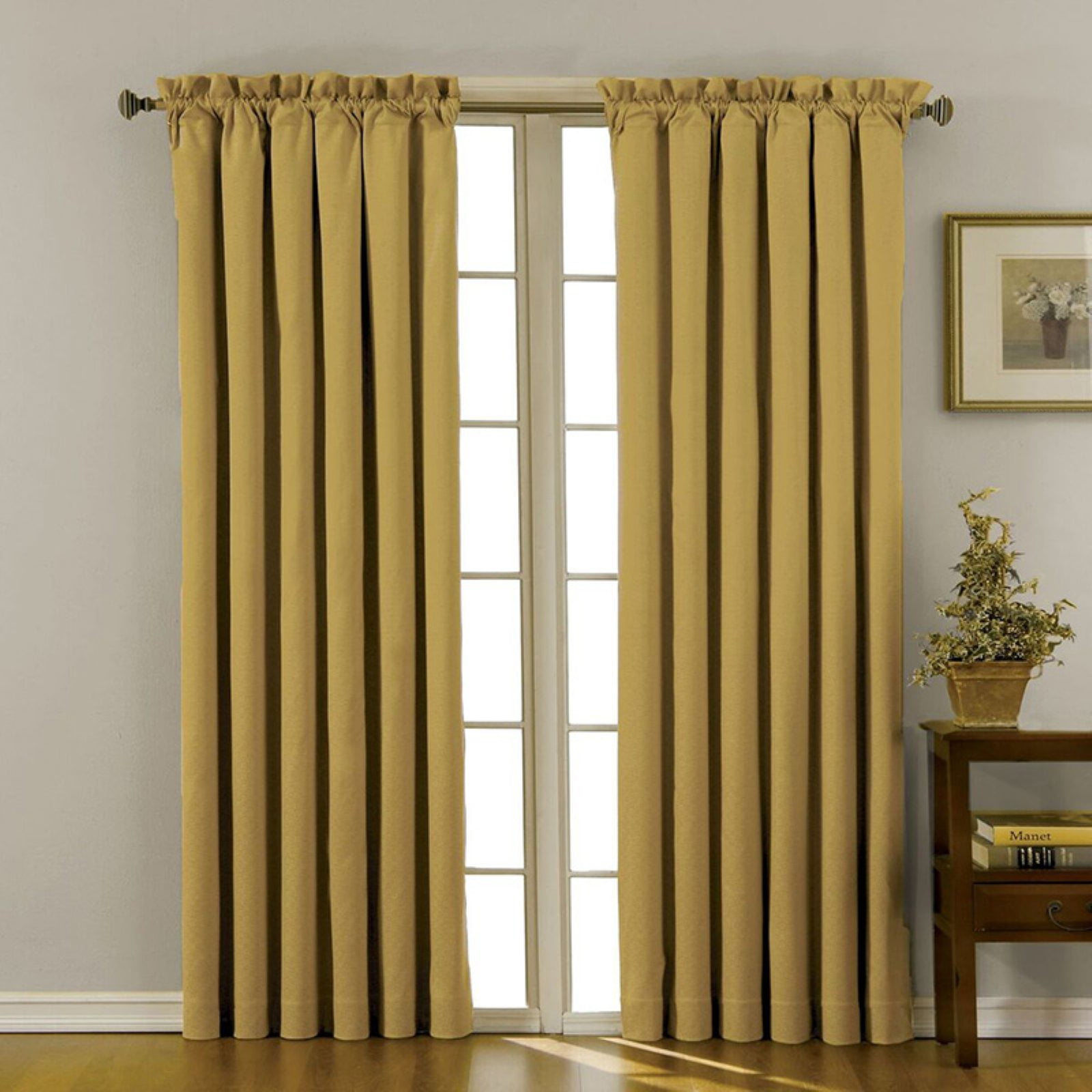 Eclipse Canova Room Darkening Rod Pocket Single Window Curtain Panel, Gold, 42 x 95 Walmart