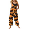 thumbnail image 2 of WTOBBY Women's Casual Jumpsuit in Sleeveless Cotton with Halloween Printed Design, Comfortable Fit for Everyday Use, Great for Festive and Casual Occasions,Orange2XL, 2 of 7