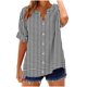 thumbnail image 1 of Camisetas Casuales de las Mujeres con Cuello en V Manga Corta Suelta de Verano de Moda Botón Impreso Camiseta, 1 of 5