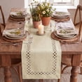 thumbnail image 6 of Sm:)e Beige Table Runner, Hollow Out Laser Cut Solid Color, Seasonal Summer Washable Kitchen Dining Table Decoration for Home Party Decor 13x72 Inch, 6 of 6