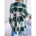 thumbnail image 2 of LinYooLi Women's Plaid Shacket Jacket Casual Button Down Wool Blend Shirt Jacket with Belt, 2 of 5