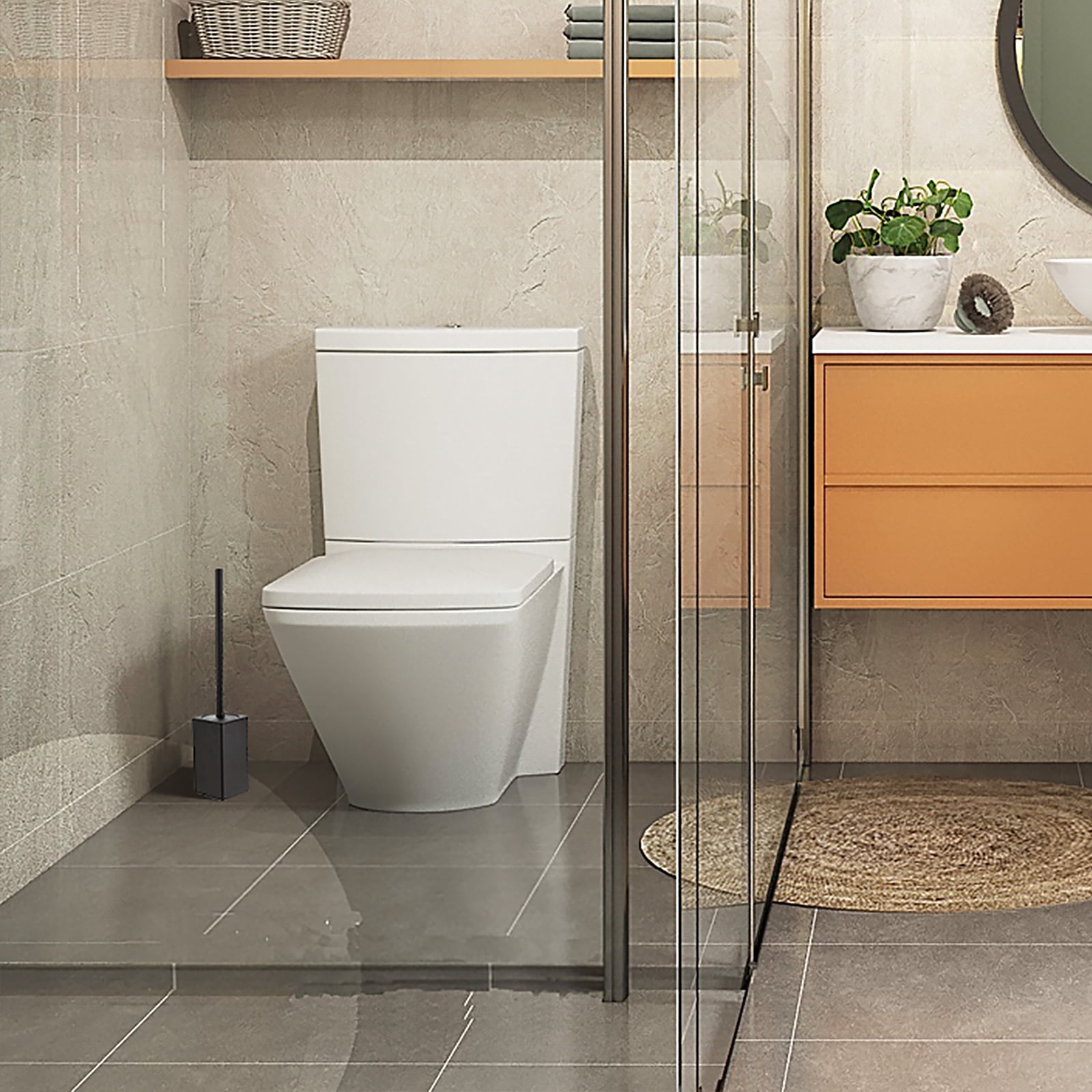 KLDKLD Toilet Brush,Toilet Brush and Holder for Bathroom Storage and Organization,Square Black Toilet Brush for Bathroom Made by High Quality Metal