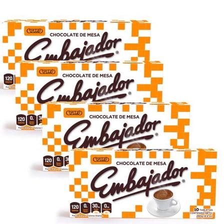 Chocolate de Mesa Embajador - Sweet baking Chocolate from Republica Dominicana - 4 Pack