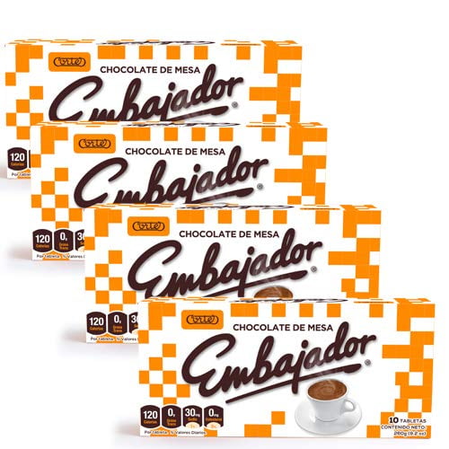 Chocolate de Mesa Embajador - Sweet baking Chocolate from Republica Dominicana - 4 Pack