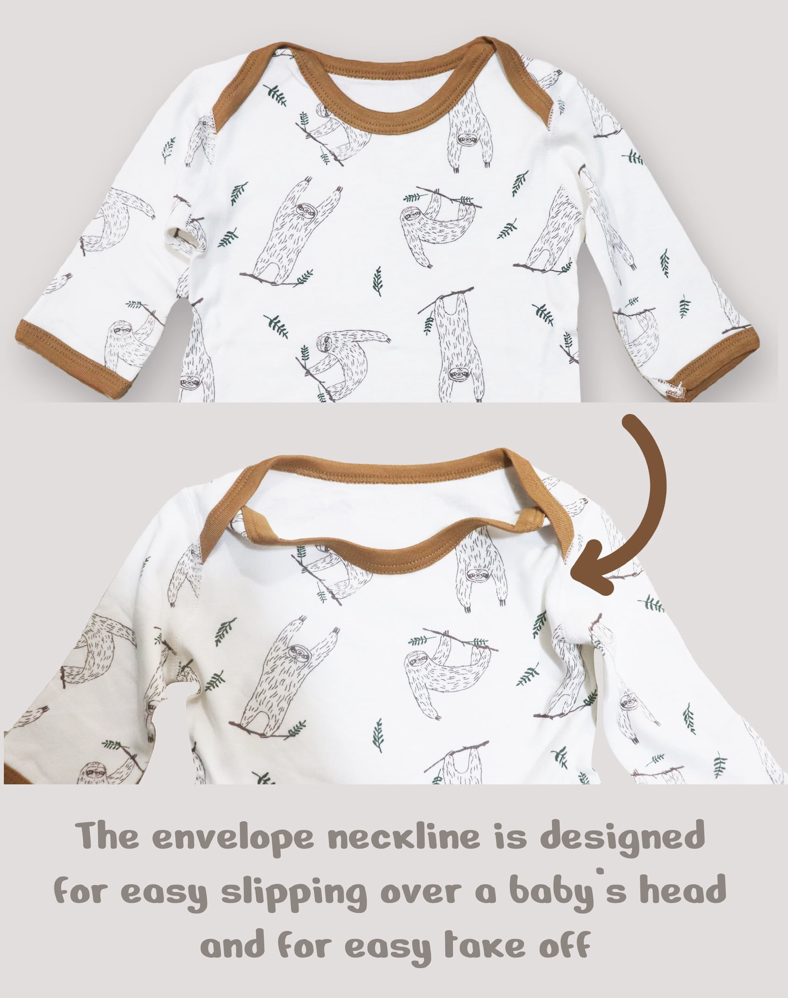 KaWaii Baby Unisex Bamboo & Organic Cotton Bodysuit, Envelope Neck Snap Bottom Stretchy & Comfy for babies 6-9 M - 3Pk