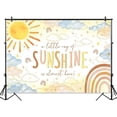 thumbnail image 2 of Fondo personalizado para baby shower con diseño de sol, un pequeño rayo de sol, bohemio, arcoíris y nubes, decoración para fiesta de baby shower, pancarta, accesorios para estudio fotográfico (2,1 x, 2 of 7
