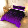 thumbnail image 2 of Manfei Modern Checkered King Size Comforter Sets,Art Grid Comforters King Size,Black Purple,Black Reversible,3 Pieces,1 Comforter and 2 Pillowcases,3 Pieces,1 Comforter and 2 Pillowcases, 2 of 7