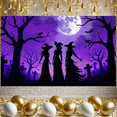 thumbnail image 3 of Spooky Halloween Banner Witch Theme Graveyard Scene for Halloween Party Outdoor Decoration Indoor Celebration, 3 of 9