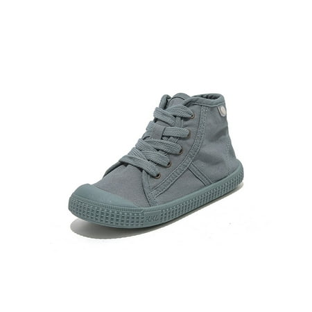 

Rockomi Children Flats Comfort Canvas Sneakers Non-Slip Casual Shoes Girls Boys Breathable Side Zip Walking Shoe Soft Sole Lace Up Lake Green 4.5C
