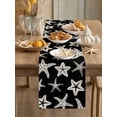 thumbnail image 3 of Starfish Table Runner, Summer Beach Nautical Ocean Sea Star Marine Life Black Cotton Linen Kitchen Table Decoration Washable Dining Tabletop Runners for Home Party Decor 13x90 Inches, 3 of 9