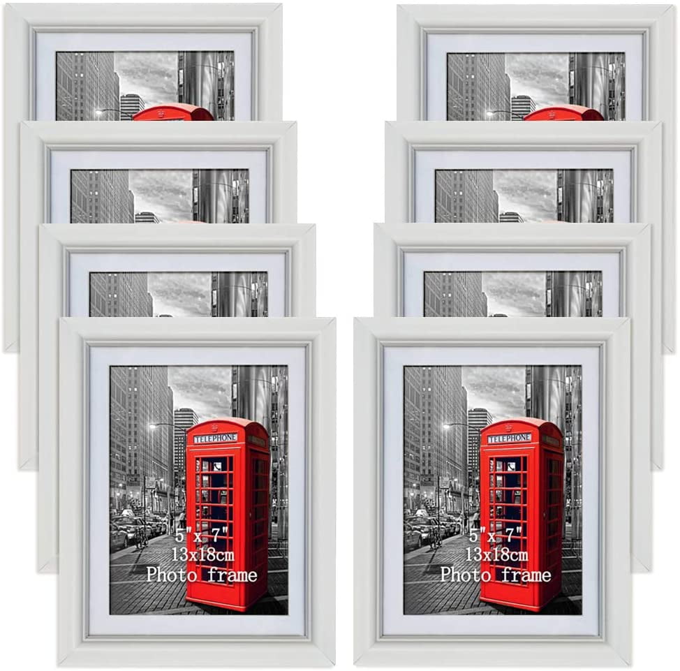 5x7 Picture Frame Set Hold 5 by 7 inch Prints Wall Mounting White Photo