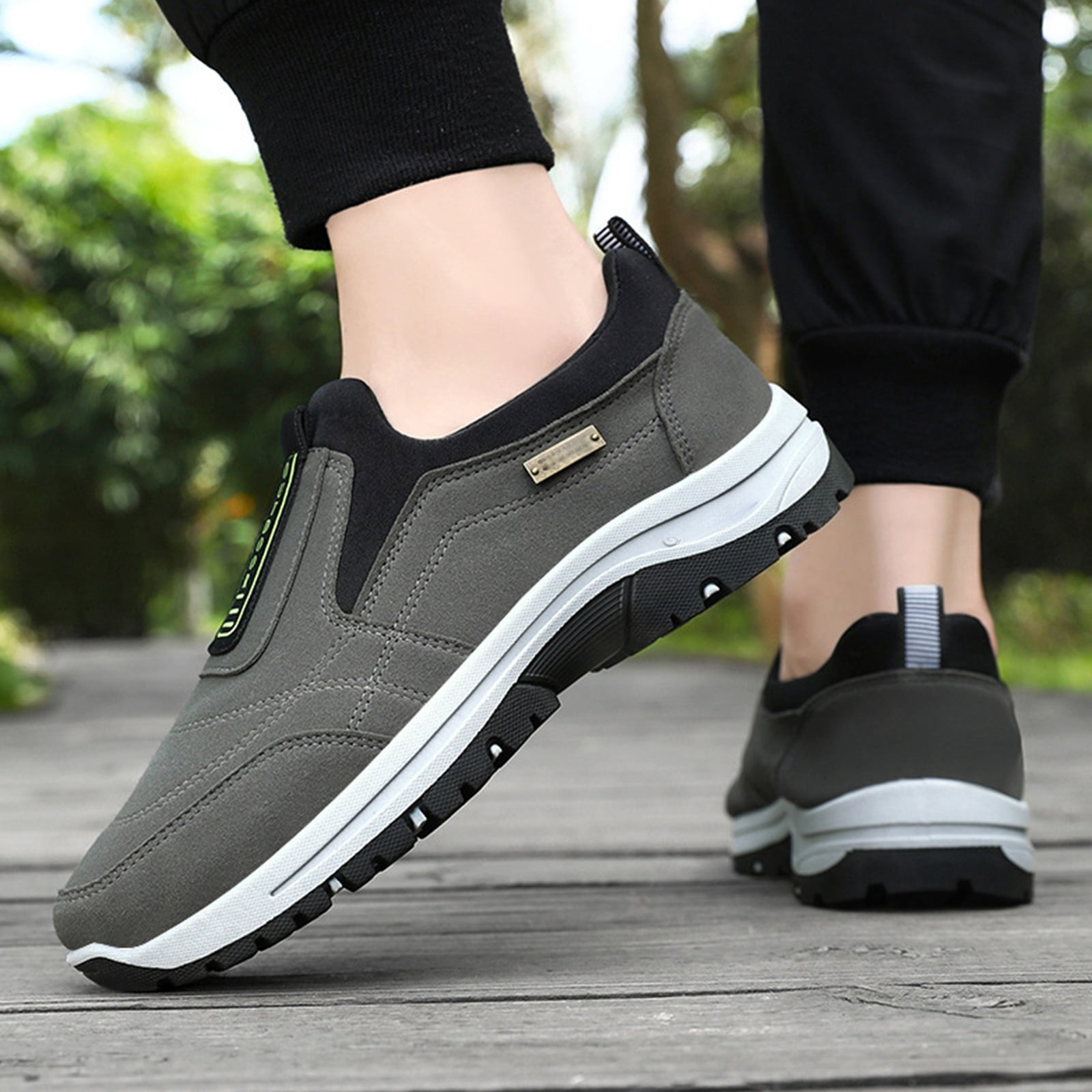 NexTorq Mens Lightweight Sneakers, Mens Casual Shoes, Walking Shoes for Men, Mens Outdoor Shoes, Men's Slip-On Walking Shoes, Lightweight Comfort Breathable Loafers Non-Slip Hiking Shoes Gray 8.5