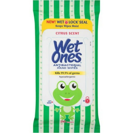 Wet Ones Antibacterial Hand Wipes, Citrus Scent, 20 Ct, Great For All Skin Tones & Types, 0.229 lbs