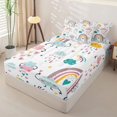 thumbnail image 2 of Erosebridal Cartoon Cloud Pattern Zipper Twin Comforter Sets with Fitted Sheet and 2 Pillowcases,Rainbow Star Print Zipper Bedding Set,Pink Teal Yellow,Reversible, 2 of 6