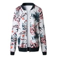 thumbnail image 3 of Veste Bomber Rétro à Fleurs à Fermeture Éclair pour Femmes Dames Manteau Décontracté Vêtement d'Extérieur, 3 of 7