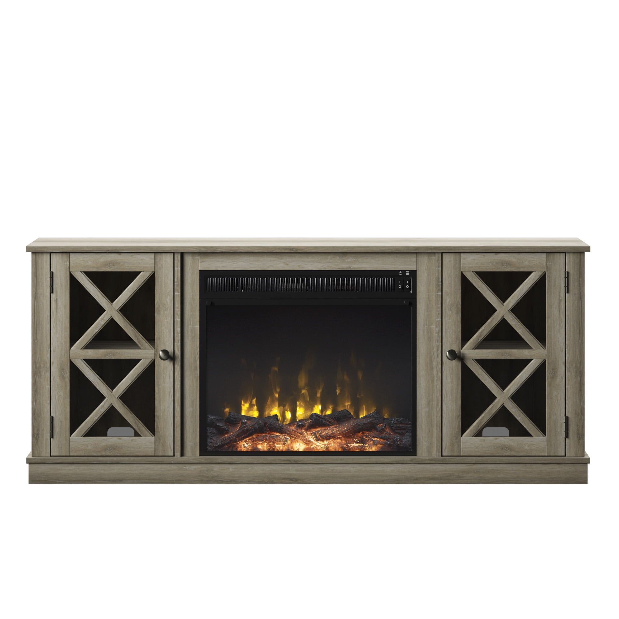 TTwin Star Home Farmhouse ClassicFlame Fireplace TV Stand for TVs up to 65", West Point Pine